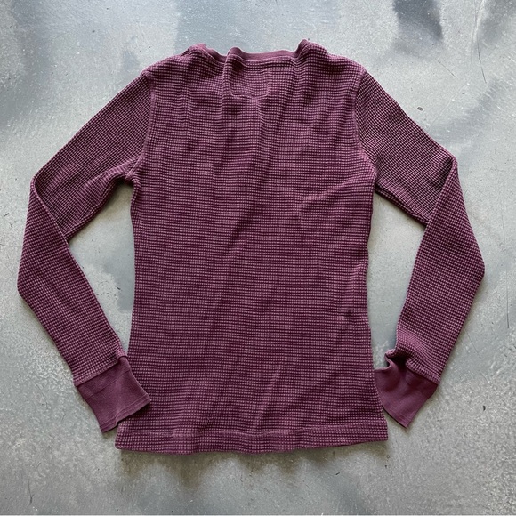 American Giant Women's Waffle Henley Burgundy Sz S Women’s - Picture 2 of 6